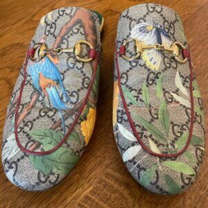 Gucci Beige Princetown Tien Motif GG Slide Loafer Slip On Mule